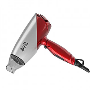 BERTA 1875 Watts Folding Handle Hair Dryer Tourmaline Ceramic Negative Ionic Blow Dryer US Plug