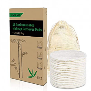 Reusable Makeup Remover Pads, Bamboo Cotton Rounds Makeup Pads Washable Facial Cleansing Cloths for