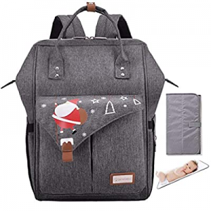 Diaper Backpack Bag for Women Large Capacity with Changing Pad and Stroller Straps Gray now 51.0% ..