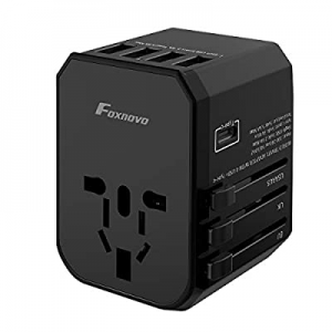 Universal Travel AC Adapter Foxnovo World Travel Plug All in One 4 USB International Wall Charger US