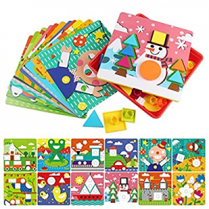 AMOSTING Early Learning Educational Button Art Toys for Toddler now 40.0% off , Color & Geometry S..