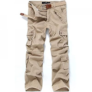 Men's Military Cargo Pants Tactical Casual Work Combat Trousers with Multi Pockets Without Belt no..