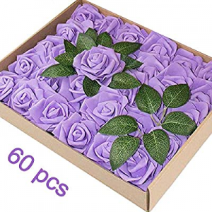 Artificial Flowers now 30.0% off ,Hobein 60 pcs Real Looking Fake Roses Decoration for DIY Wedding..