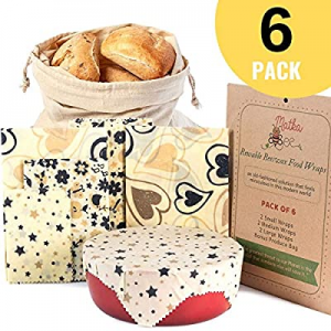 Reusable Beeswax Food Storage Wrap - Set of 6 - Sustainable now 50.0% off , Non Plastic Alternativ..