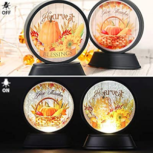 One Day Only！60.0% off OUSFOT Thanksgiving Decorations Pumpkins Sparkling Thanksgiving Lights Tabl..