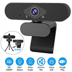Webcam with Microphone now 50.0% off , 1080P Full HD Webcam Streaming Computer Web Camera USB Comp..