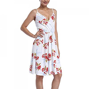 Women Summer Dress V-Neck Floral Spaghetti Strap Flowy Short Dresses now 39.0% off 