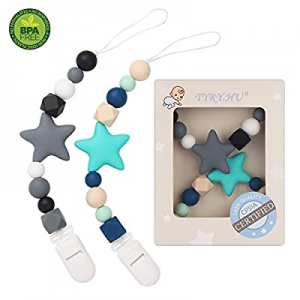 One Day Only！Pacifier Clip TYRY.HU Teething Silicone Beads Teether Toys BPA Free Binkie Holder for..