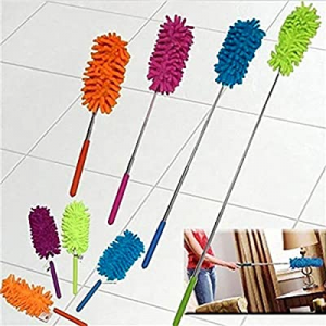 Microfiber Bendable Extendable Dusters Brush - Removable and Washable Telescopic Microfiber Head. Pe