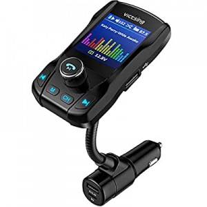 VicTsing USB C PD&QC3.0 Bluetooth FM Transmitter for Car, 1.8" Color Wireless Bluetooth Car Adapter