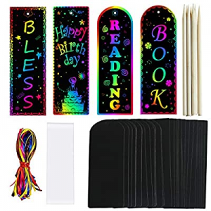 50.0% off ZMLM Scratch Art Bookmarks for Kids: 36 Set 2 Style Magic Rainbow DIY Bookmarks Art & Cr..