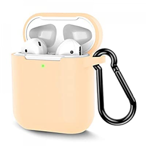 AirPods Case, Coffea Protective Silicone Cover Skin with Keychain for AirPods 2 Wireless Charging Ca