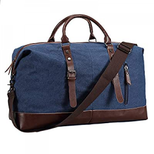 One Day Only！Ulgoo Travel Duffel Bag Canvas Bag PU Leather Weekend Bag Overnight now 45.0% off 