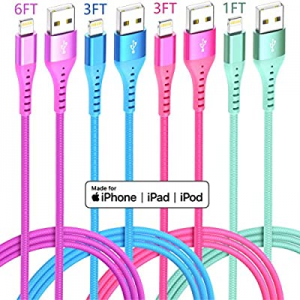 65.0% off Lightning Cable iPhone Charger 4Color 4Pack(6/3/3/1ft) Apple MFi Certified Unbreakable F..