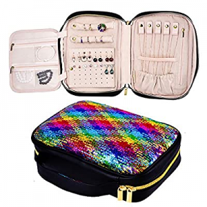 FUMOXING Jewelry Travel Organizer now 60.0% off , Shiny Sequin Jewelry Storage Bag for Necklaces, ..