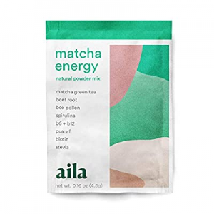 aila Matcha Energy | Women’s All-Natural Vegan Green Tea Pre-Workout Supplement Powder Mix & Coffee