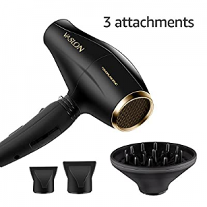 Vaslon Fast Hair Dryer with Diffuser for Curly Styling, 1875W Powerful ionic Blow Dryer, 2 Speed 3 H