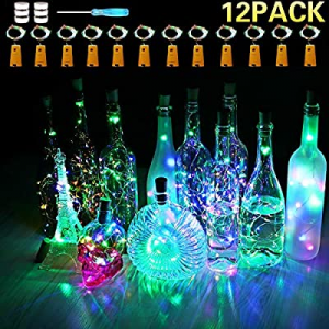 One Day Only！CUUCOR 12 Pack Colorful Wine Bottle Lights with Cork now 50.0% off , 7ft 20 LED Wine ..