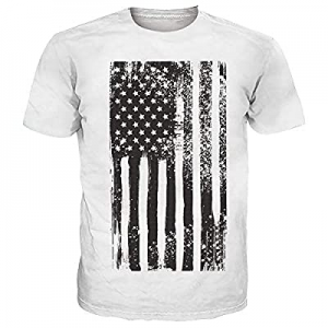 UNIFACO Men American Flag Cotton Shirts Short Sleeve Soft Top Tees for July Forth Independence Day..