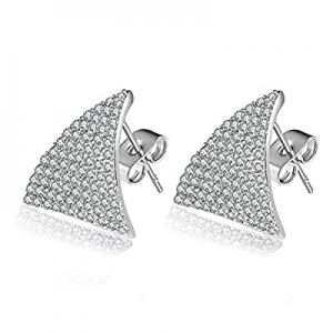 5 Pairs 18K White Gold Plated Princess Cut Clear Cubic Zirconia Stud Earring Pack now 40.0% off 