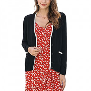 Women's V Neck Button Down Cardigan Lightweight Classic Pocket Cardigan now 50.0% off 