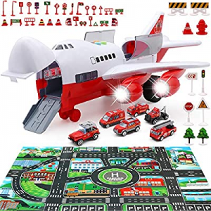 PETUOL Car Toys Set with Transport Cargo Airplane now 30.0% off , Educational Vehicles Fire Fighti..