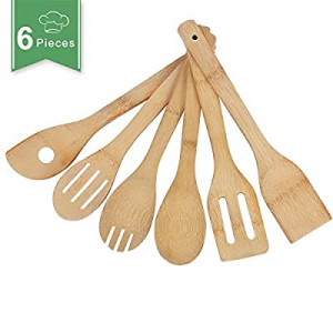 One Day Only！Utensil Set Wooden Cooking Spoons of Bamboo Kitchen Utensil Set Cooking Spatulas Nons..