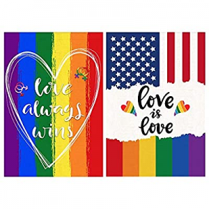 Bonsai Tree 2 Pack Pride Flag now 80.0% off , Double Sided Rainbow Gay Pride American Burlap Garde..