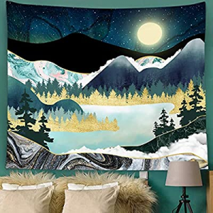 One Day Only！Bonsai Tree Mountain Tapestry now 80.0% off , Nature Landscape Forest Trees Small Wal..