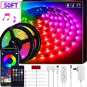 50Ft LED Strip Lights now 40.0% off , Hiromeco Smart Led Lights Strip App Controlled Music Sync Co..