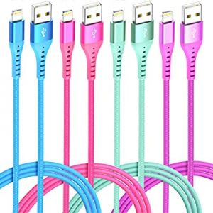 One Day Only！72.0% off iPhone Charger Lightning Cable 4Color 4Pack Apple Certified Unbreakable Fas..