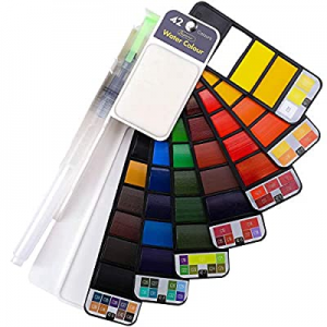Dyvicl Watercolor Paint Set - 42 Colors now 35.0% off , Portable Foldable Watercolor Travel Set wi..