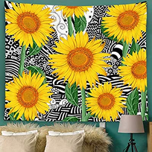 Bonsai Tree Sunflower Tapestry now 80.0% off , Nature Florals Womens Tapestry Wall Hanging Trippy,..