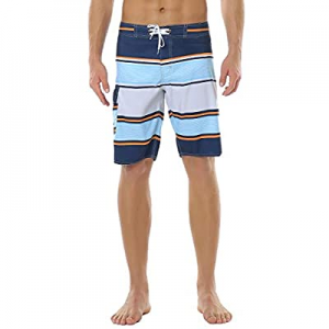 Meegsking Men Quick Dry Swim Trunks Colorful Stripe Board Shorts with Mesh Lining now 50.0% off 