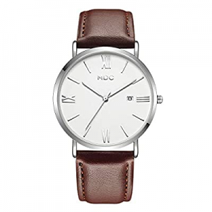Brown Leather Watch for Men now 70.0% off , Mens Slim Minimalist Wrist Watches with Leather Band, ..