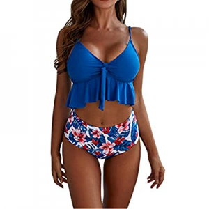 SVALIY Womens Two Piece Swimsuit High Waisted Bathing Suits Push Up Floral Bikini Sets now 50.0% o..