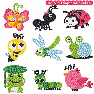 Sinceroduct 5D DIY Diamond Painting Craft Kits for Kids now 50.0% off , 18 PCS Cartoon Stickers, S..