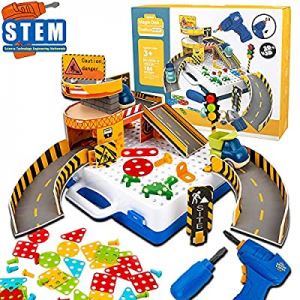 UNIH Electric DIY Drill Stem Puzzle Toy Building Educational Preschool Learning Toys for Kids Gift..