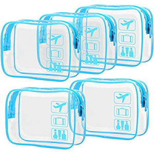 Clear Toiletry Bag, F-color 5 Pack TSA Approved Toiletry Bag Quart Size Bag, Travel Makeup Cosmetic 