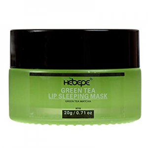 Hebepe Green Tea Matcha Overnight Lip Sleeping Mask, Dry Lips Treatment with Coconut Oil, Vitamin E,