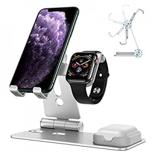 OMOTON Stand for Apple Watch - Cell Phone Stand for Airpods, [Updated Dock Version] Adjustable Charg