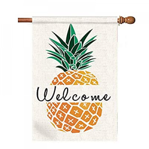 One Day Only！Bonsai Tree Welcome Pineapple House Flag 28 x 40 Inch now 80.0% off , Large Double Si..