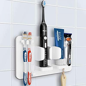 One Day Only！Mspan Toothbrush Razor Holder for Shower: Wall Mounted Adhesive Hanging Electric Toot..