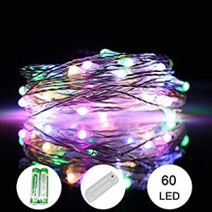 One Day Only！2 Pack 10 Feet 60 Led Fairy Lights Battery Operated - String Lights with 8 Modes (No ..