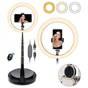 SHANSHUI 11.4'' Selfie Ring Light with Stand and Phone Holder, One-Piece Design USB Powered LED Circ