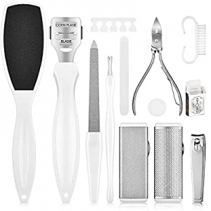 Foot File Set, BASEIN 22 in 1 Professional Pedicure Sets for Feet, Foot File Hard Skin and Callus Re