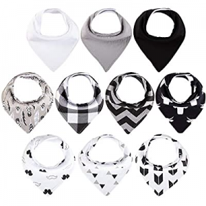 One Day Only！50.0% off Baby Bandana Drool Bibs for Boys Girls - Liueem 10-Pack Baby Bibs 100% Orga..