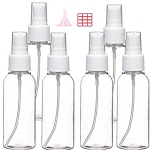 Plastic Spray Bottles Set,6 Pack 2oz Portable Empty Leak Proof Refillable Clear Fine Mist Mini Trave