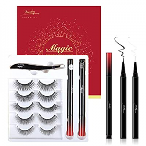 False Eyelashes and Eyeliner Kit - No Glue Non-Magnetic Fake Eyelashes Set, Reusable False Lashes 5