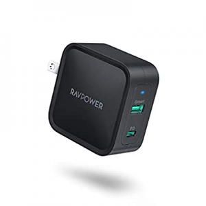 USB C Charger, RAVPower 65W PD Charger [GaN Power Tech] Dual Port Wall Charger Adapter with Foldable